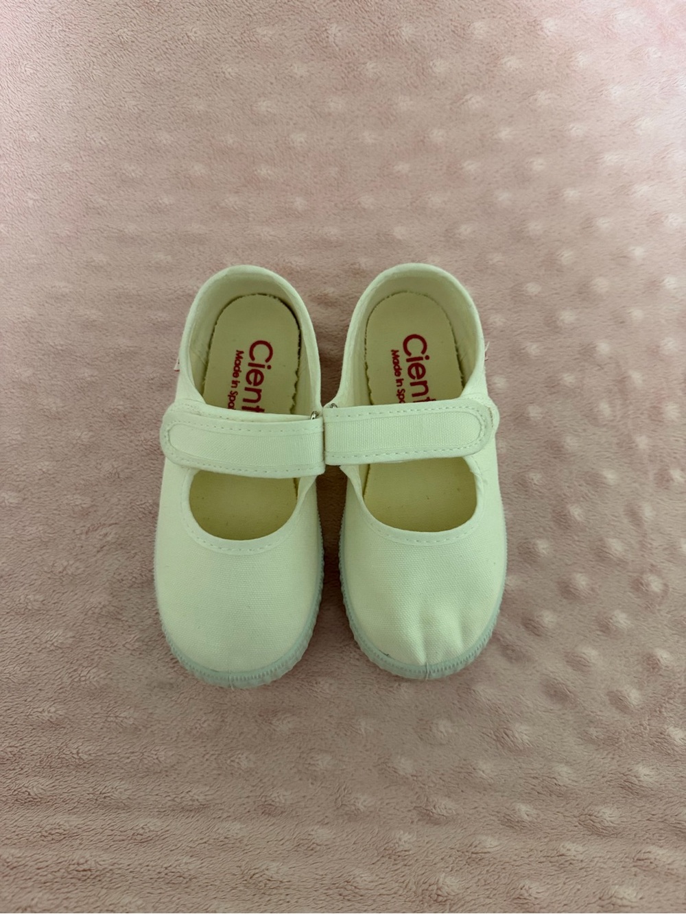 Cienta Cream Mary Jane Canvas Baby & Walker Shoes